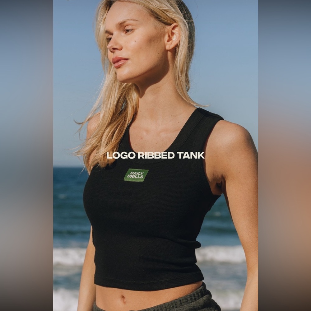 Daily Drills Logo Ribbed Black Tank
